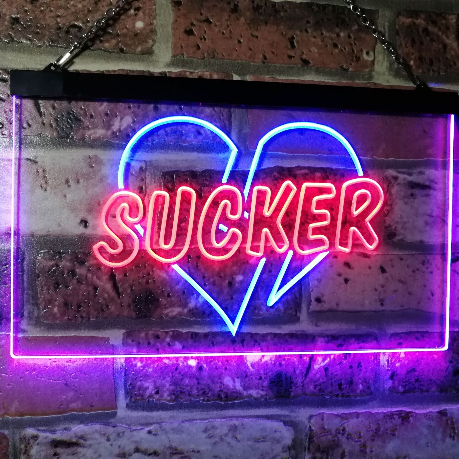 Sucker Heart Dual Color Led Neon Sign